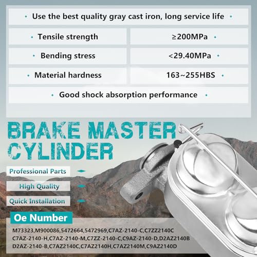 Brake Master Cylinder with Reservoir Compatible with Ford Mustang 1967-1970, Country Sedan, Custom, Galaxie, LTD & Mercury Cougar, Brougham, Marauder, Monterey, Park Lane Replace OE#M73323 - size: M73323