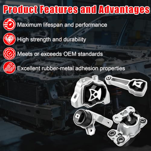 4pcs Engine Motor Mount Set Compatible with Volvo XC60 3.0L/3.2L 2010-2016 - size: XC60 2010-2016