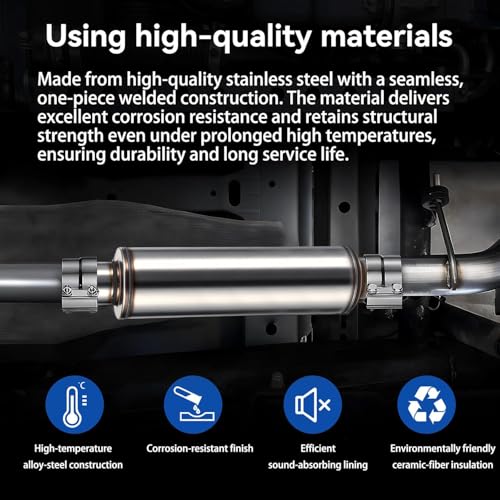 4" Performance Muffler Stainless Steel Straight-Through - size: 4in