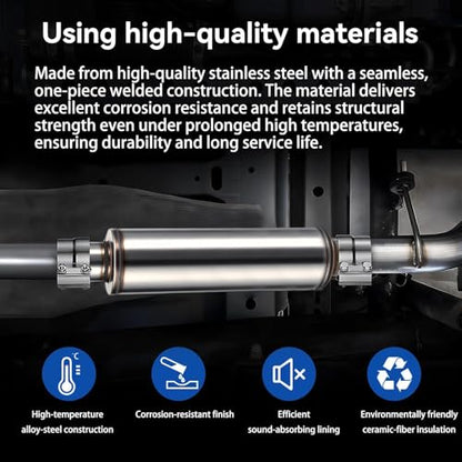 4" Performance Muffler Stainless Steel Straight-Through - size: 4in