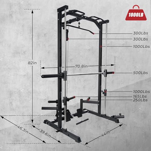 RitFit Smith Machine Power Rack with LAT-Pull Down System - style: Smith Machine Black 1.0