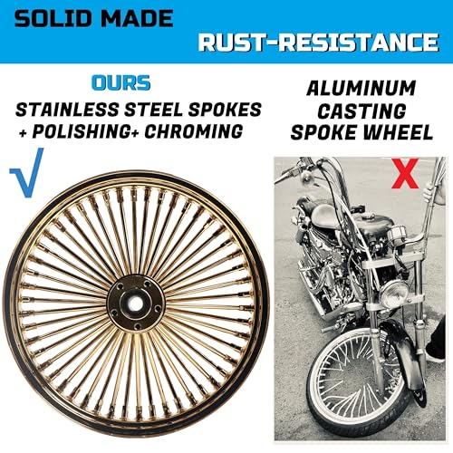 FatFlex Rear Wheel for Harley Dyna Softail Touring 18” Gold Fat Spokes - color: 18" x 3.5", Gold+Gold+Gold