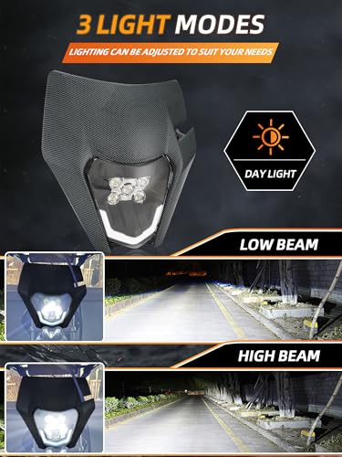 JFG RACING Dirt Bike Universal Headlight LED,Carbon Fiber Pattern - color: imitation carbon fiber