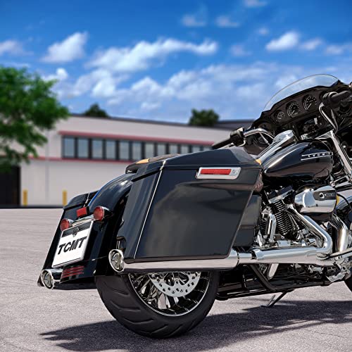 TCMT 5" Stretched Saddlebags 5"x7" Speakers Lids Grill Cutouts Fit For Harley 2014-2024 Touring Models CVO Road Glide Road King Street Glide Electra Glide Ultra Classic - color: Chrome Latches, size: 5" Stretched(5x7 Speaker Lids)