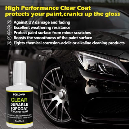 FOLLOWIN Automotive Clear Coat for Cars, Touch Up Clear Car Paint, 1 fl oz - color: clear