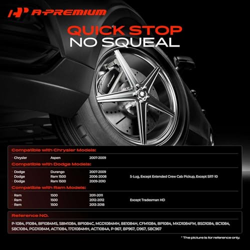 A-Premium Front and Rear Ceramic Brake Pads Compatible with Chrysler