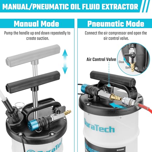 DURATECH 6.5L Oil Extractor Pump, Pneumatic Manual Fluid Extractor