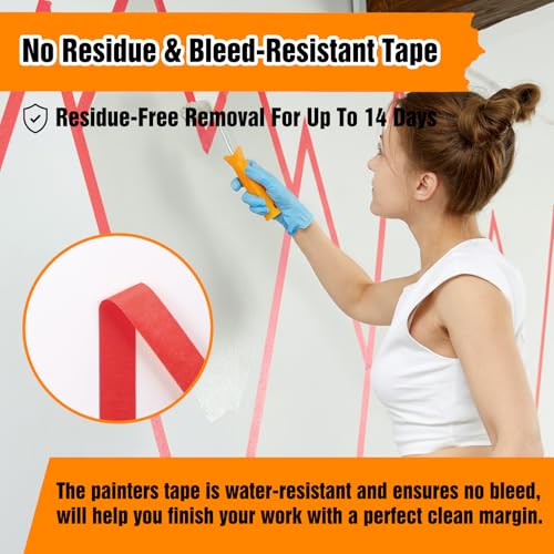 HongWay Masking Tape 1 Inch, 6 Rolls x 22yd (132yds in Total) Painters Tapes for Painting Labeling Arts Crafts, Easy Removal, No Residue (0.94in Red) - color: Red, size: 0.94IN*22YD