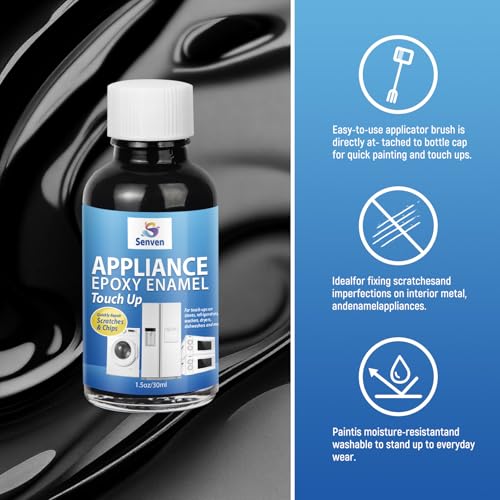 Appliance Paint Black Appliance Acrylic Touch Up Paint Enamel High-Gloss Black Touch Up Paint Pen Scratch Repair for Appliances Refrigerators Metal Surfaces Dishwasher Dryer Microwave Washers 1.5oz - color: Gloss Black