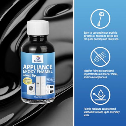 Appliance Paint Black Appliance Acrylic Touch Up Paint Enamel High-Gloss Black Touch Up Paint Pen Scratch Repair for Appliances Refrigerators Metal Surfaces Dishwasher Dryer Microwave Washers 1.5oz - color: Gloss Black