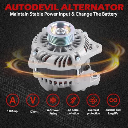11051 Alternator 110A 12V for G35 2003-2004 V6 3.5L Sedan, QX4 2003-2003 V6 3.5L, Pathfinder 2003-2004 V6 3.5L OE A003TB4291, A003TB4291A, 23100AM610, 23100-AM610 - size: 11051 | 110A