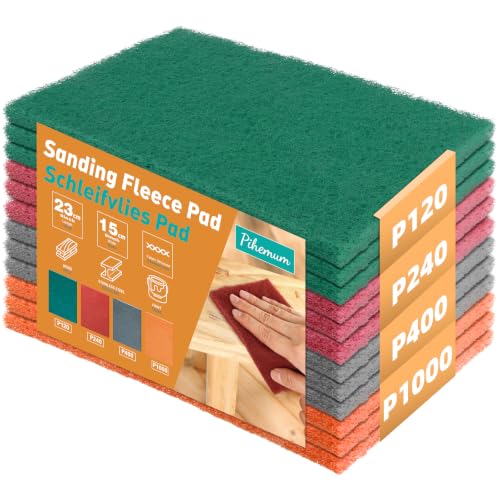 12 Pack 6" x 9" General Purpose Scuff Pads – 120 240 400 1000 Grit– Thick Design Hand Automotive Sanding Pads for Scuffing, Paint Prep, Auto Body & Woodworking - color: Mix*12pcs