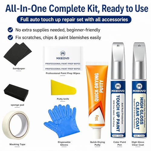 Cavalry Blue(8W2) Touch Up Paint Compatible with Toyota, All in One Car Scratch Repair Kit with Primer Putty & Clear Coat, Complete Sanding Tools Set for Scratches Chips Nicks - color: Cavalry Blue(8W2), size: Toyota