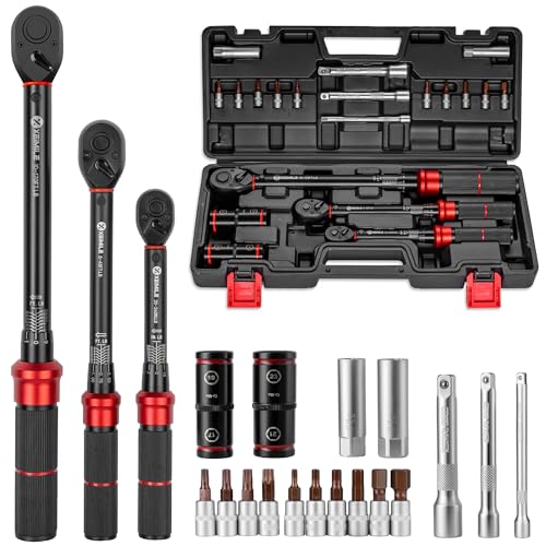 20Pcs 1/4 3/8 1/2-inch Drive Click Torque Wrench Set for Car Moto - size: 260In.Lb,45Ft.Lb,170fFt.Lb