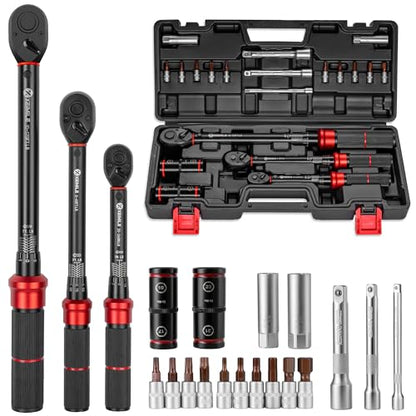 20Pcs 1/4 3/8 1/2-inch Drive Click Torque Wrench Set for Car Moto - size: 260In.Lb,45Ft.Lb,170fFt.Lb