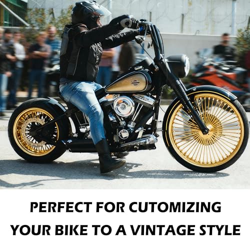 FatFlex Rear Wheel for Harley Dyna Softail Touring 18” Gold Fat Spokes - color: 18" x 3.5", Gold+Gold+Gold