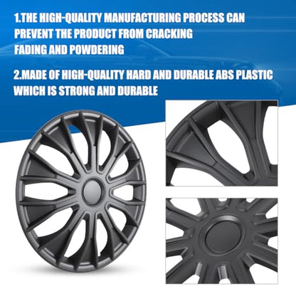 Winjet 16 inch Universal Hubcaps for Steel Wheel Rims Cover,Snap On Car Truck SUV Wheel Rim Covers,Steel ABS+PC Material Set of 4(16 inch,Matte Black) - color: Matte Black (5086-BP-16), size: 16 inch