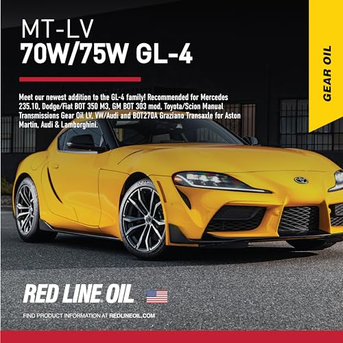 Red Line 50604 MT-LV 70W/75W GL-4 High-Performance Full Synthetic Gear Oil Lubricant for Manual Transmissions & Transaxles - 1 Quart