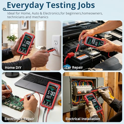 6000 Counts Smart Digital Multimeter,USB Rechargeable,Color LCD Screen