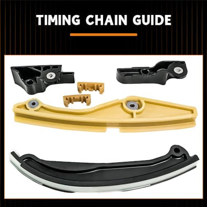 Engine Timing Chain Kit with Tensioner & Guide Compatible with 2011-2017 F150 Flex Taurus Edge Explorer Mustang Lincoln MKS MKX MKZ 3.7L 3.5L - size: AT4Z6268C