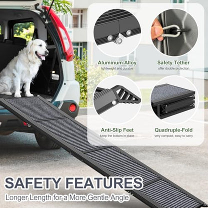 Dog Ramp for Car 71" L × 20" W, Extra-Long & Wide Foldable - size: Upgraded 71" L x 20" W