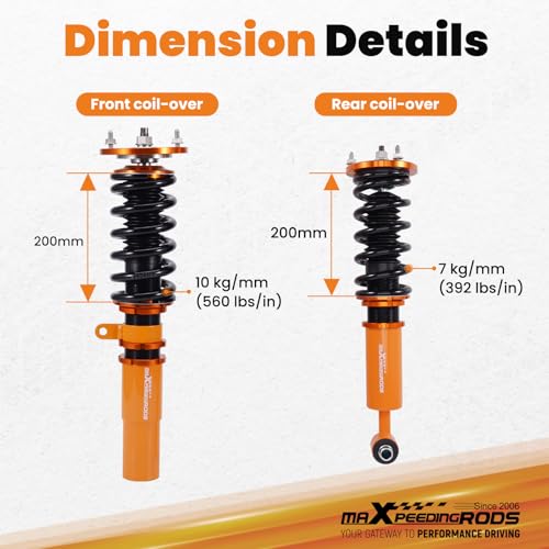 maXpeedingrods Coilovers for BMW 5 Series E60 2004-2010 Sedan AWD, Height Adjustable Full Coilovers Suspension Kit, Preset Damping Shock Absorber Struts, Lowering Kit Gold - size: E60 AWD 2004-2010