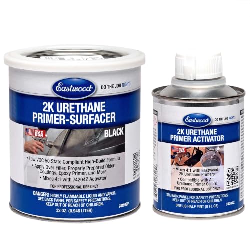 Eastwood 2K Urethane Primer Paint Surfacer Black Quart and Activator Kit - color: Black, size: 40 Fl Oz (Pack of 1)