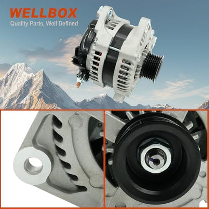 Alternator for Dodge Grand Caravan 2008-2010, for Chrysler Town & Country 2008-2010, Voyager 2008, for Jeep Wrangler 2007-2008, VW Routan 2009-2010 3.3L 3.8L, 160Amp CW 12V OE 7B0903015, 90-29-5700 - size: 7B0903015