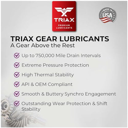 TRIAX Synergy Gear HD 50W - Full Synthetic Heavy Duty Manual Transmission Oil, Gear Lubricant, Compatible with Mack, ZF, Freightliner, 500k Miles Rating (1 Gallon) - size: 1 Gallon