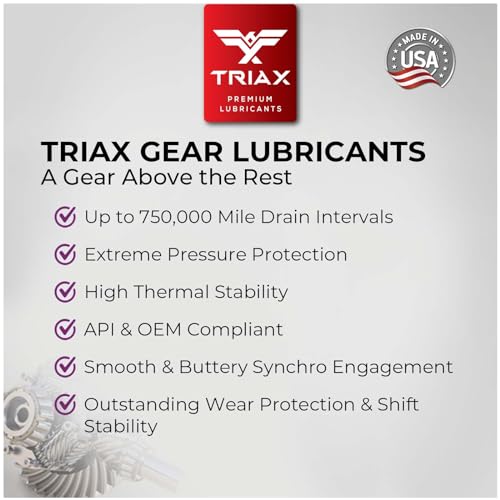 TRIAX Synergy Gear HD 50W - Full Synthetic Heavy Duty Manual Transmission Oil, Gear Lubricant, Compatible with Mack, ZF, Freightliner, 500k Miles Rating (1 Gallon) (Pack of 2) - size: 1 Gallon (Pack of 2)
