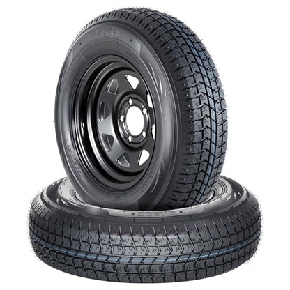 Garvee 2-Pack 5.30-12 5.30x12 530-12 Trailer Tires with 12" Rims, 5 Lug on 4.5" Bolt Pattern, 6PR Load Range C, Heavy Duty 5.30x12 5.3-12 Tires for Utility, Boat, Camper, Cargo Trailers - size: 5.30-12