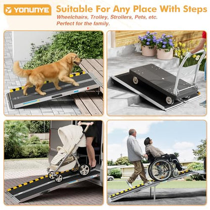 6ft Wheelchair Ramps for Home Steps, Non-Slip Aluminum Threshold Ramp, Foldable Handica Ramp for Wheelchairs in Home, Entry, Shed, Doorway, Curb, Stairs - size: 6FT Using Height 6"-18"