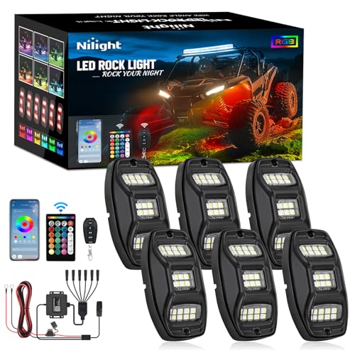 Nilight RGBW LED Rock Lights Kit 6 Pods 22 LEDs Wide Angle Lighting - color: RGBW 22LED, size: 6 Pods