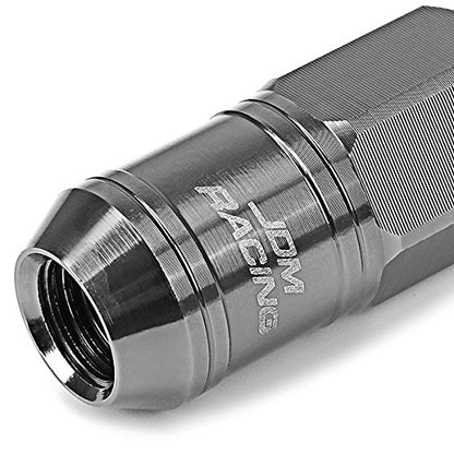 Auto Dynasty M12 x 1.5 Open End Design 16-Piece Aluminum Alloy Wheel Lug Nuts + 4 x Lock Nut + 1 x Lock Nut Key (Gun Metal) - color: Gun Metal
