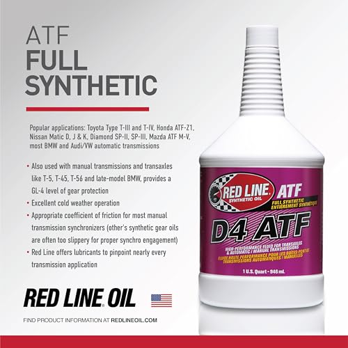 Red Line 30504 D4 Synthetic Automatic Transmission Fluid (ATF) - 1 Quart (12 Pack) - size: 1 Quart (32 Ounce), (Pack of 12)