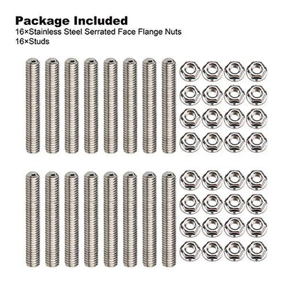 16 Pcs Stainless Steel Exhaust Manifold Stud Nuts Kit Compatible with Ford 4.6 5.4 Liter V8,Compatible with Ford 4.6L 5.4L F150 F250 Manifolds M8*1.25 Exhaust Stud