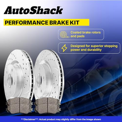 AutoShack Front & Rear Coated Rotors & Ceramic Pads for Chevy Malibu 2012 - style: TurborGuard & Pad