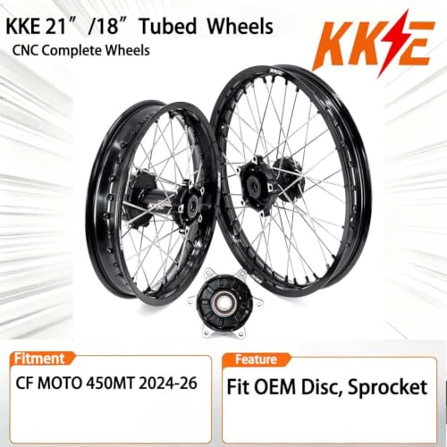 KKE 21/18 Tubed Spoke Wheels For CF MOTO 450MT Motorcycle Rims Black