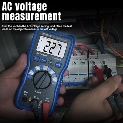 Digital Multimeter Tester, 2000V Volt Meter TRMS, High Voltage Meter for AC DC Voltage, Resistance, Continuity, Diode, Frequency Test with NCV, Backlit LCD Display, Data Hold, Auto-Ranging