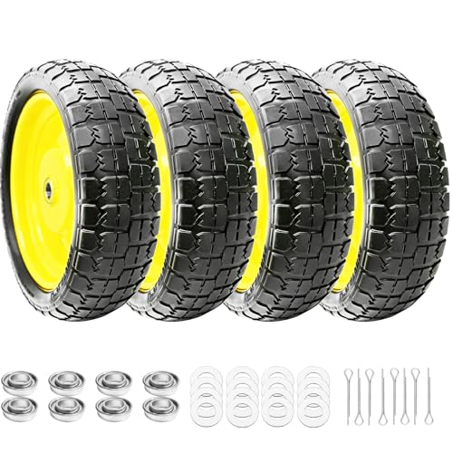 13 Inch 4.00-6 Flat Free Tire and Wheel Replacement for Gorilla Cart with 5/8" & Extra 3/4" Bearings, 4.00-6 Wheelbarrow Tire, 13" Garden Cart Wheels, Trailer Turf Tire, 4 Pack - color: 4 PACK, size: 13"-4.00-6"