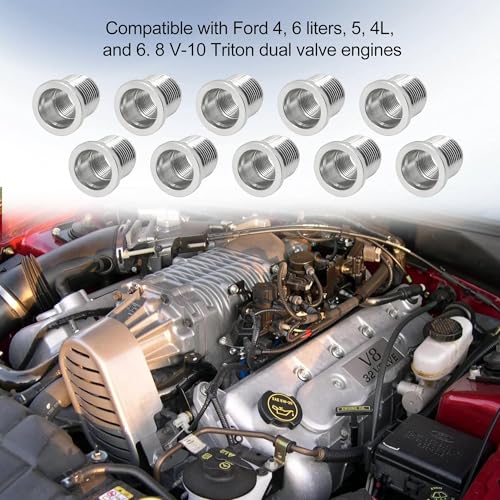 10 PCS Spark Plug Port Insert Stainless Steel 14mm #CAL389-100 - size: ten pcs