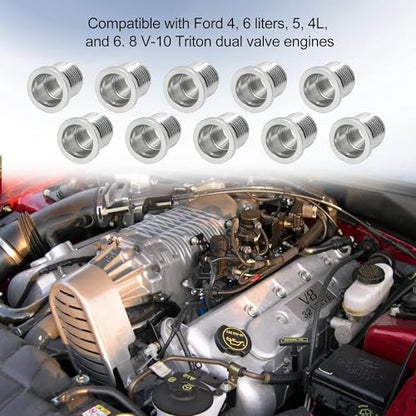10 PCS Spark Plug Port Insert Stainless Steel 14mm #CAL389-100 - size: ten pcs