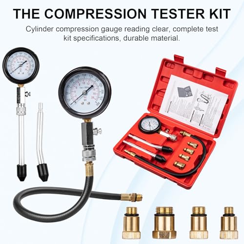 Clatoon 8pcs Petrol Engine Cylinder Compression Tester Kit 0-300PSI