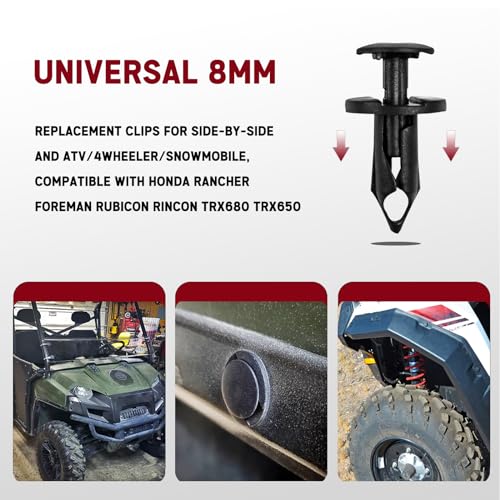 200Pcs Polaris Push Pins, UTV ATV Nylon Fender Clips Body Rivets with Tool