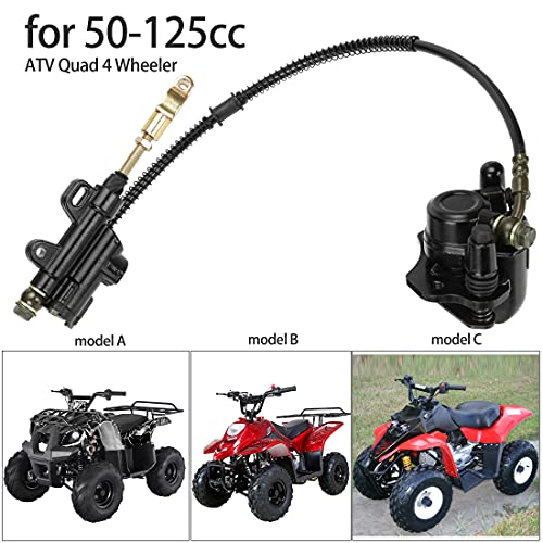 FVRITO Rear Brake Master Cylinder Caliper Assembly for 50cc 70cc 90cc 110cc 125cc Taotao Boulder B1 Coolster 3050HD 3050C 3125R Peace Chinese ATV Quad Mini 4 Wheeler Motorsports Scooter Black - color: Black