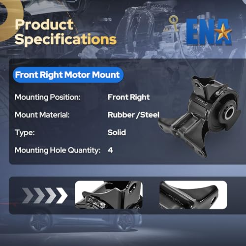 ENA Front Right Engine Motor Mount Compatible with Honda Accord 1998-2002 V6 3.0L, Odyssey 1999-2004 V6 3.5L, Acura CL 2001-2003 V6 3.2L, TL 1999-2003 V6 3.2L Replacement for A6552 EM8974 50820S0KA81