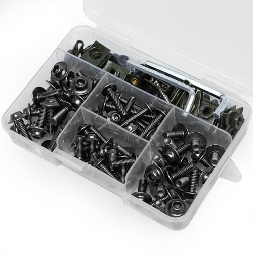 Titanium Motorcycle Fairing Bolt Kit 177Pcs, M5 M6 Stainless Steel - color: Titanium