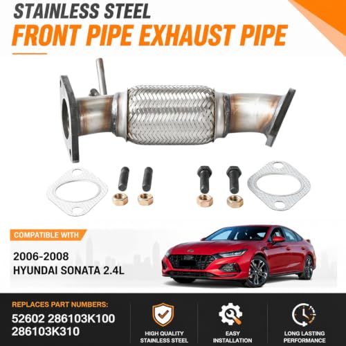 FP14H Front Flex Exhaust Pipe for 2006-2008 Hyundai Sonata 2.4L 52602 - size: 2006-2008 Hyundai Sonata