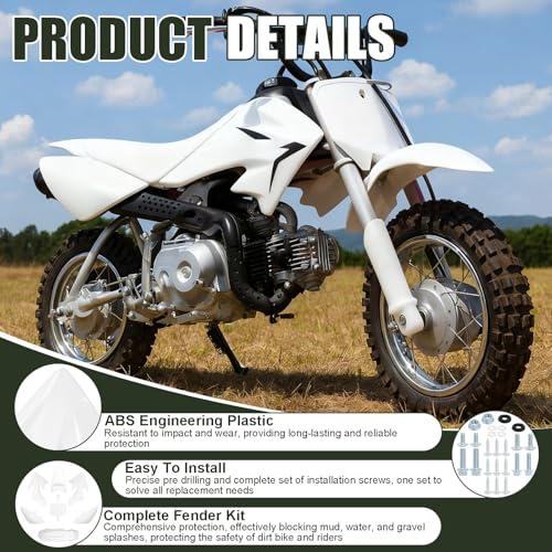 Podoy CRF50 Body Fender Kit Plastic Fairing 7PCS with Bolts (White) - style: White