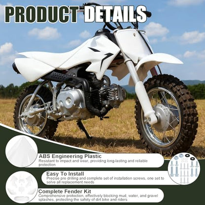 Podoy CRF50 Body Fender Kit Plastic Fairing 7PCS with Bolts (White) - style: White